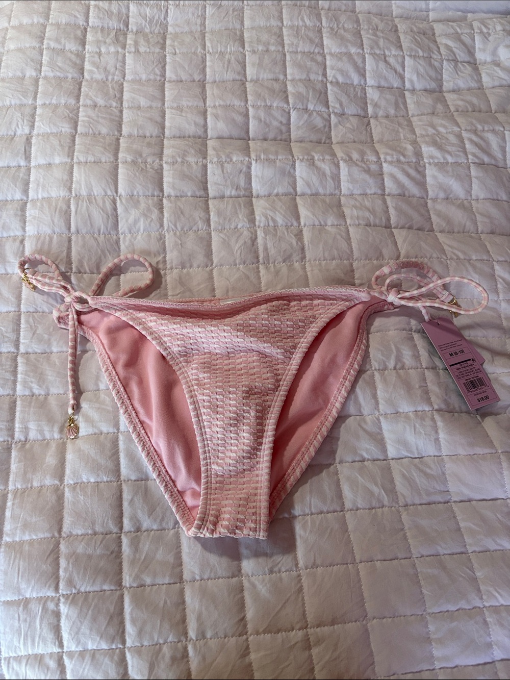 Target Pink Tie-Side Textured Bikini Bottom
